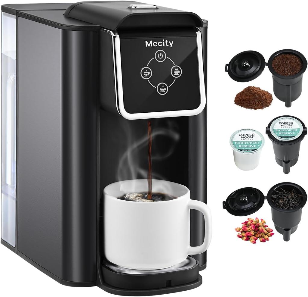 3-i-1 Kaffebryggare för K-Cups, Snabbkaffe & Te, 6-10 oz, 50 oz Avtagbar Vattentank, 120V, 1150W