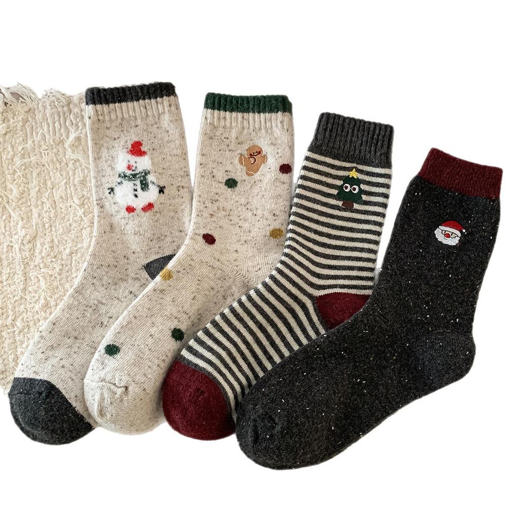 Cartoon Christmas Wool Socks For Kids Winter Thickening Warm Socks Piled Up With Cute Socks