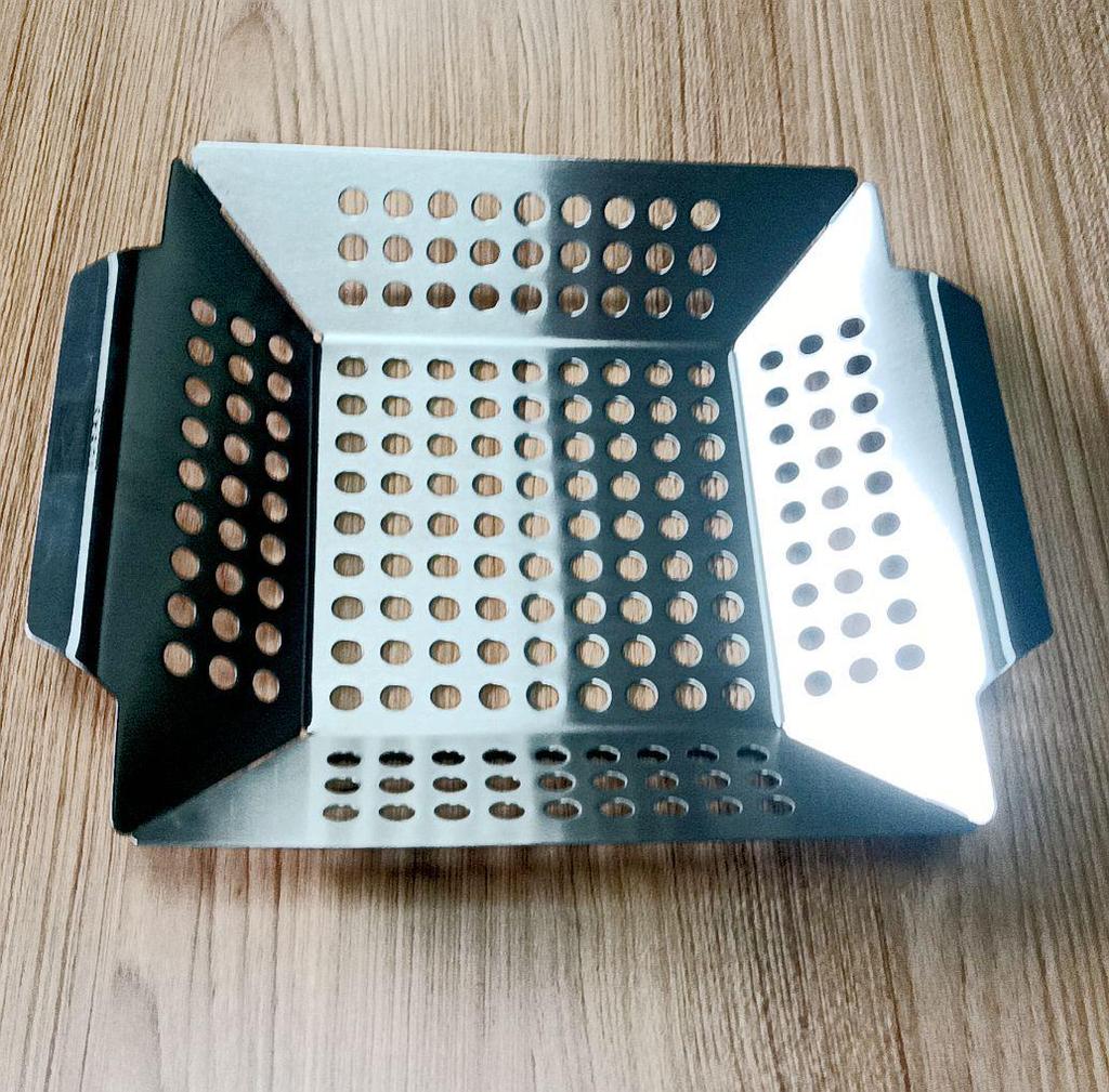 Quadratische Edelstahl-Grillpfanne - Outdoor-Grillwerkzeug