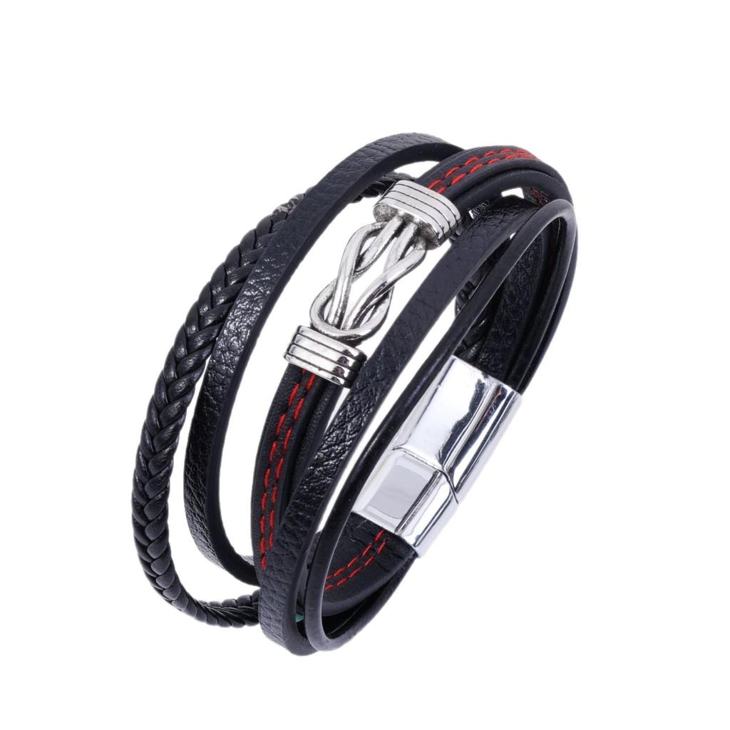 Men's Multi-layer Woven Leather Rope Bracelet: European-American Hip-Hop Punk Style