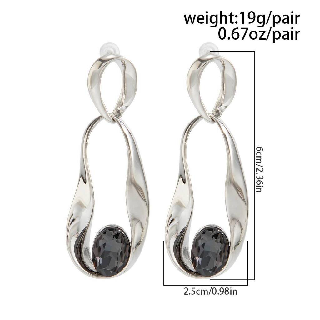 Salircon Punk Hyperbole Irregular Hollow Geometric Rhinestone Pendant Earrings for Women Creative Piercing Drop Earring Jewelry