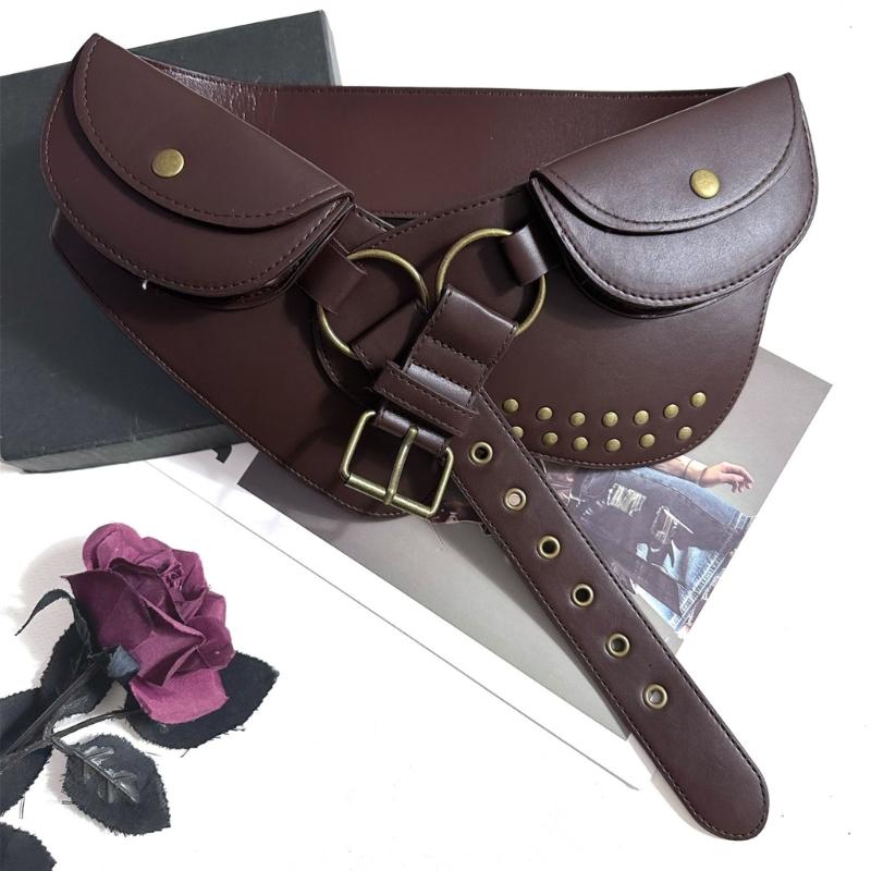 Wide PU Waist Cincher For Women Men Pants And Dresses Cosplay Event Gathering Waist Pack Belt Bag for Stage Perfomrances