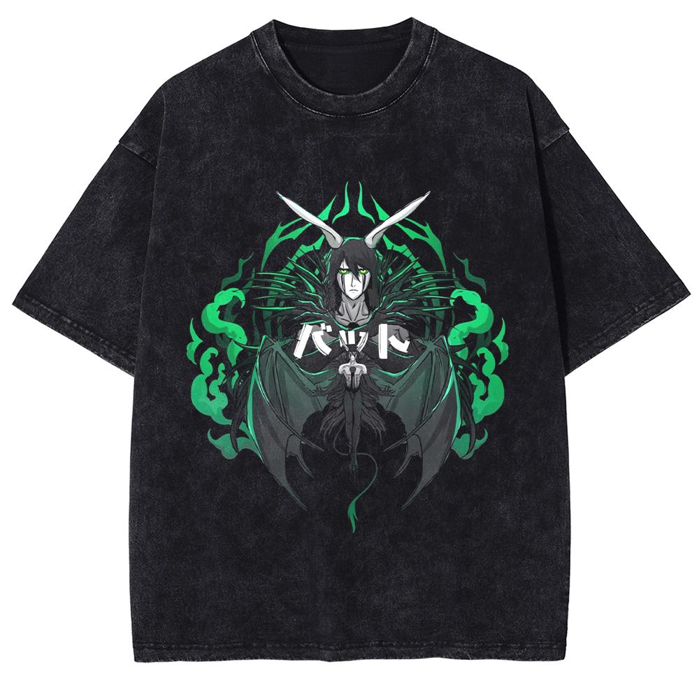 BLEACH T Shirt Manga Kurosaki Ichigo Print Tshirt Men Unisex Clothes Vintage Washed Streetwear Short Sleeve Cotton Tee Shirt