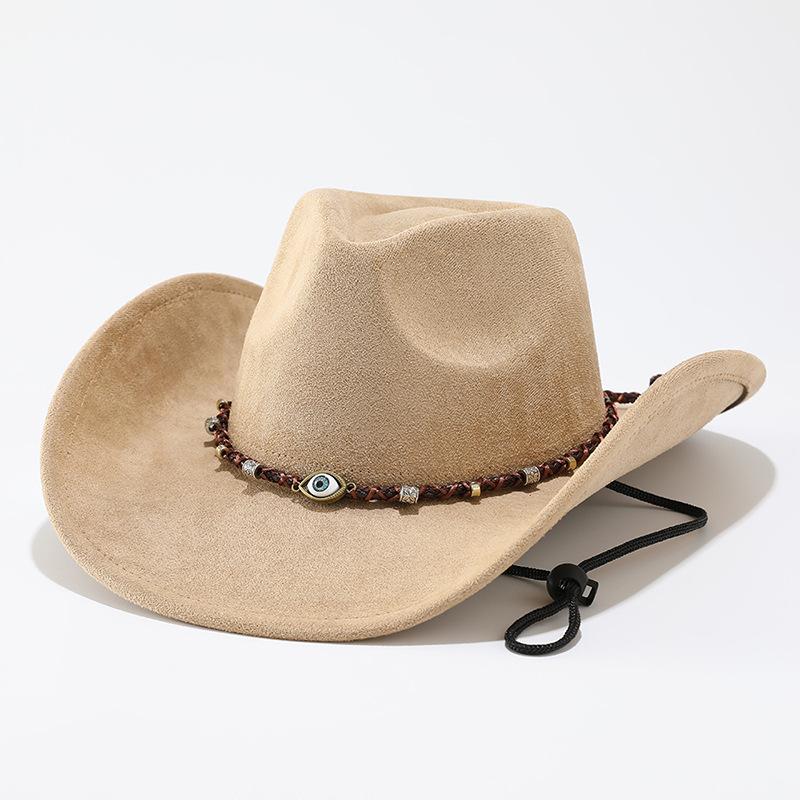 European and American Tibetan top hats men's and women's sunshade western cowboy hats new suede jazz hats famous style warped felt hats