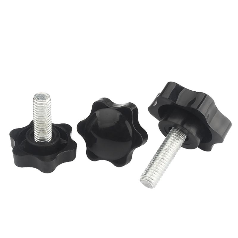 Plum Blossom Six-Point Hand-Tightened Screw Knob - Plastic/Rubber Head, M4-M12