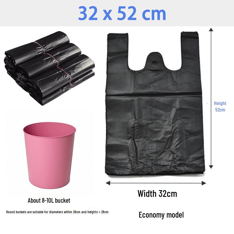 Large Black Vest-Style Trash Bags - Thickened, Disposable, Small Kitchen & Shopping Use