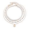 Fashion Imitation Pearl Crystal Chain Necklace Female, Retro Metal Moon Tag Stacked Pendant