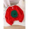 Girls Soft Crewneck SweatshirtCute Green Watermelon Smile Face Design with Cute Creative Print, Casual All-Match for Fall Winter
