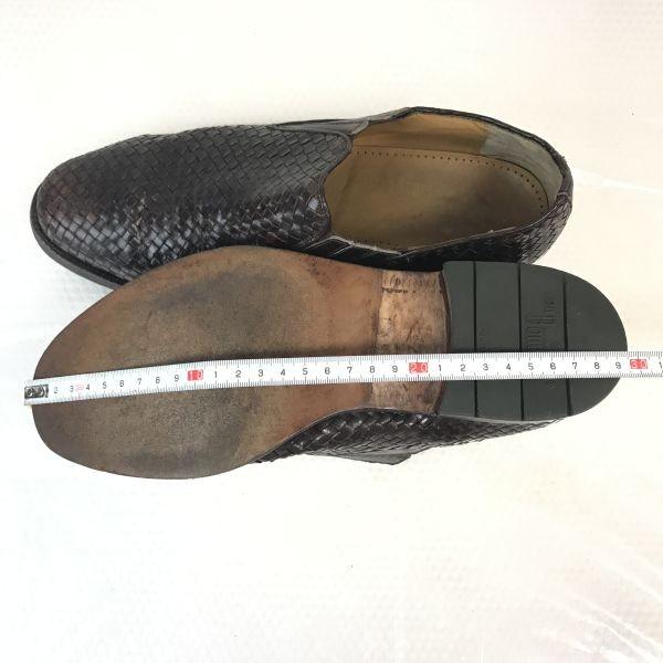 Van Bommel Braided Leather Slip-on Vamp Shoes 7.5 26cm Brown(USED)
