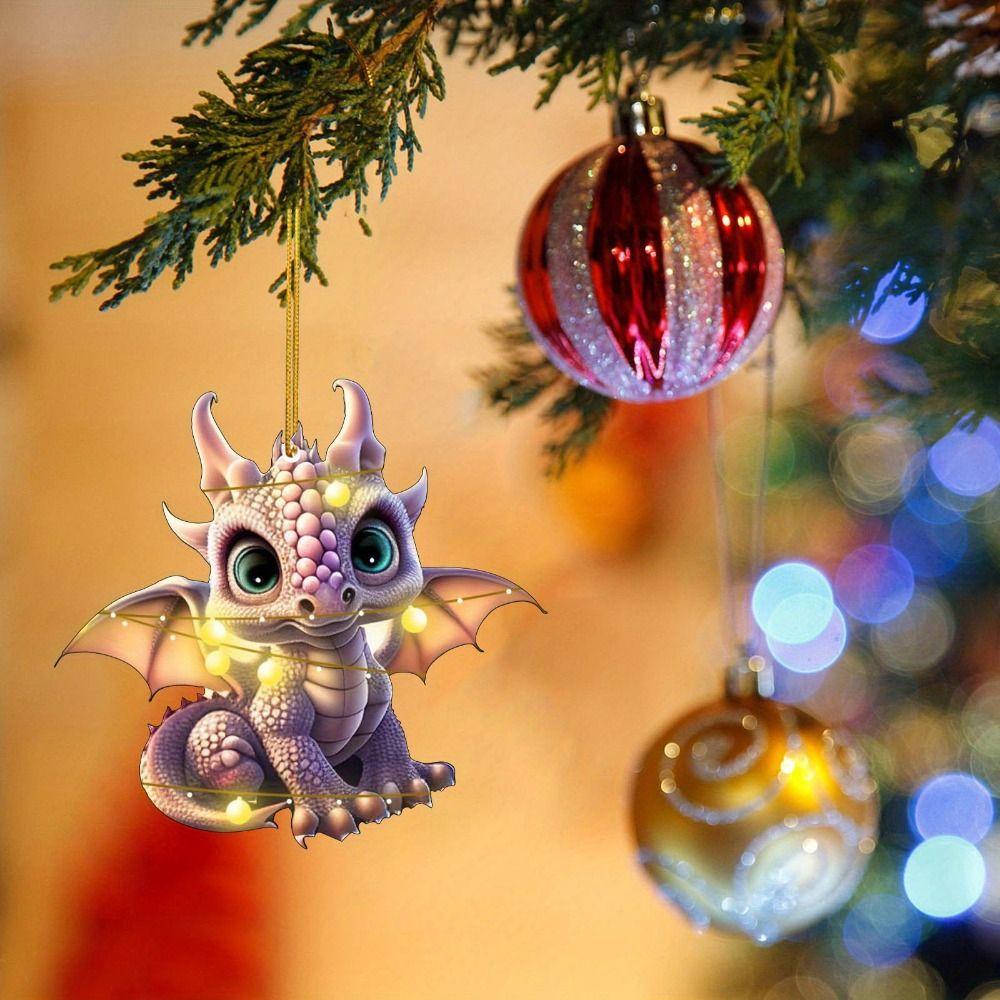 

Дитяча прикраса з милим літаючим драконом, кольорове дерево, висить орнамент, унікальна плоска підвіска, домашній декор Design G