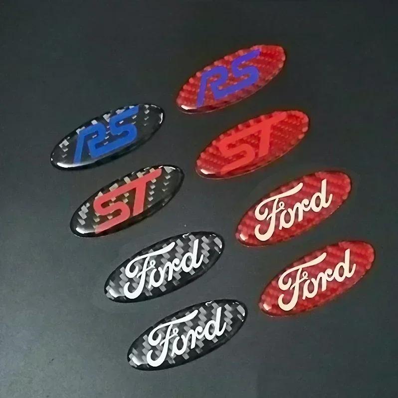 Car Sticker Ford Car Steering Wheel Emblem Stickers Carbon Fiber for Ford Mondeo Mk3 Escape Ecosport Edge Focus Ranger Fiesta Ku