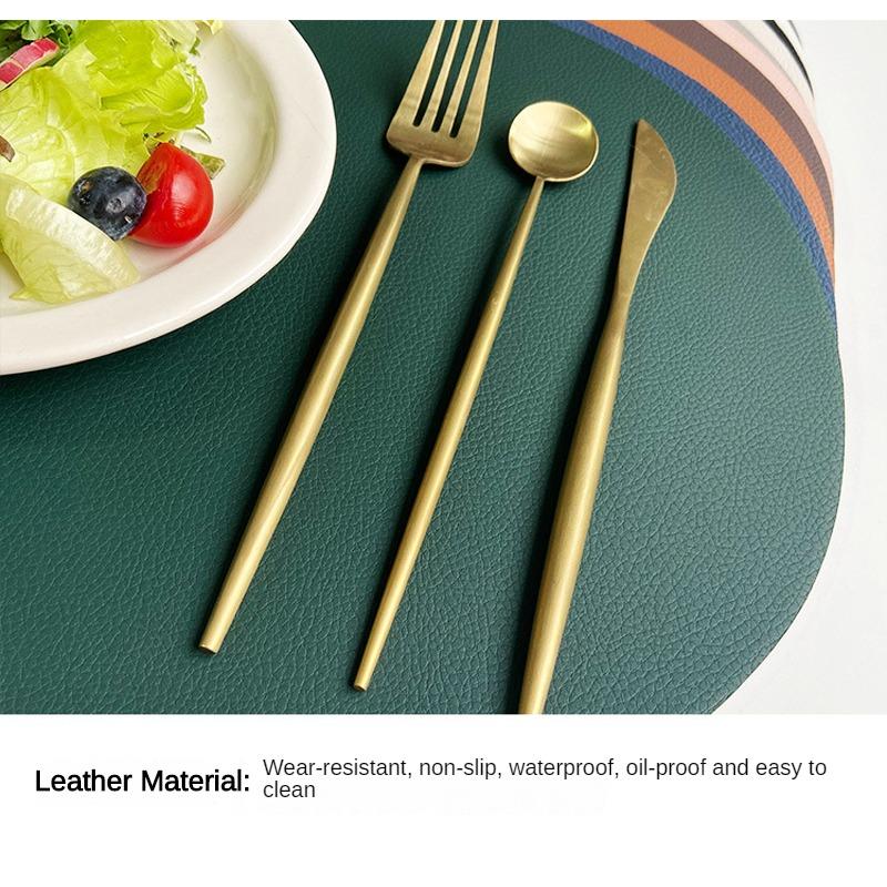 Nordic Elliptical Double-sided Tableware Pad Placemat PU Leather DiningTable Mat Heat Insulation Placemats Disc Coaster Placemat