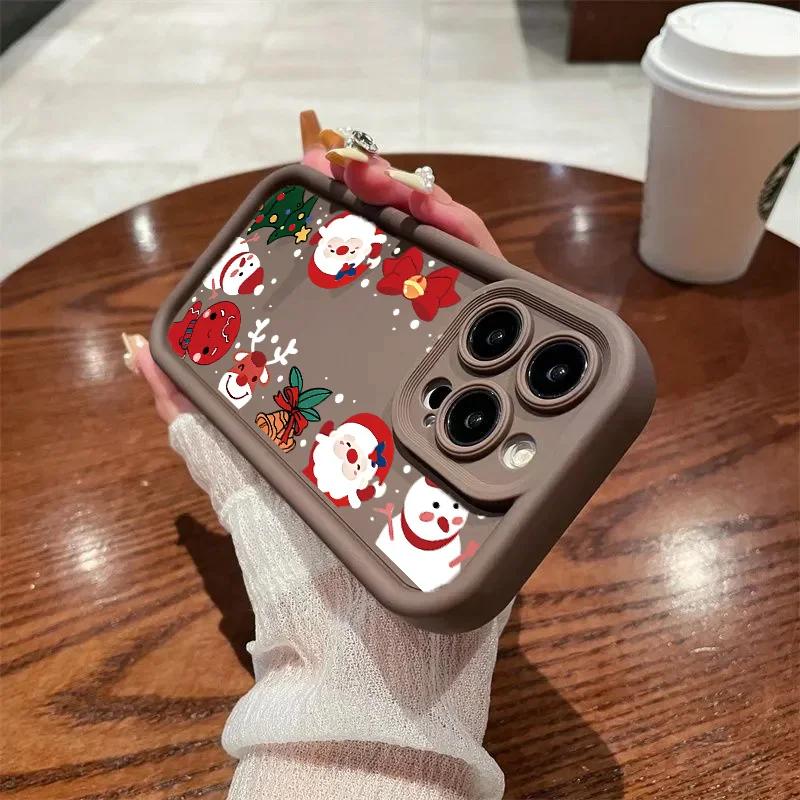 Cartoon Christmas Case For IPhone 11 14 15 Pro Max 13 12 Mini X XR XS Max 6 6S 7 8 Plus New Year Gift Silicone Protection Cover