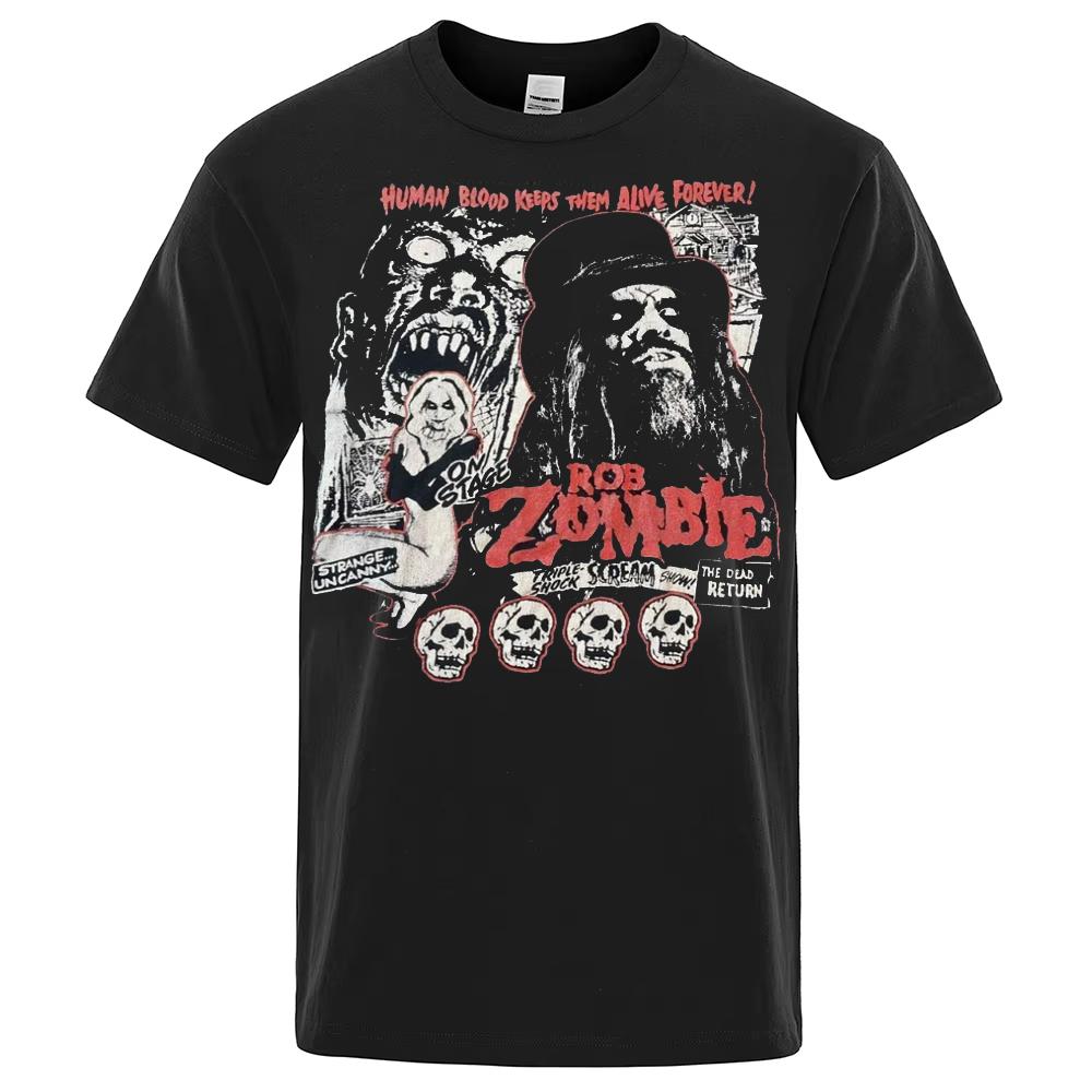 

2025 Rob Zombie Shirt Rob Zombie Black 100%pure CottonT-shirt Unisex Graphic Short Sleeve Shirt Unisex Men Women Summer Y2K S