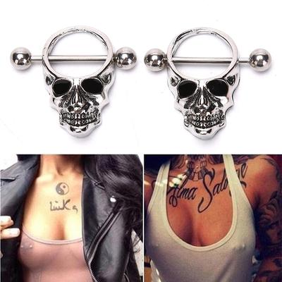 Skull Bars Nipple Ring Piercing Bar Stainless Steel Barbell Body Breast Jewelry
