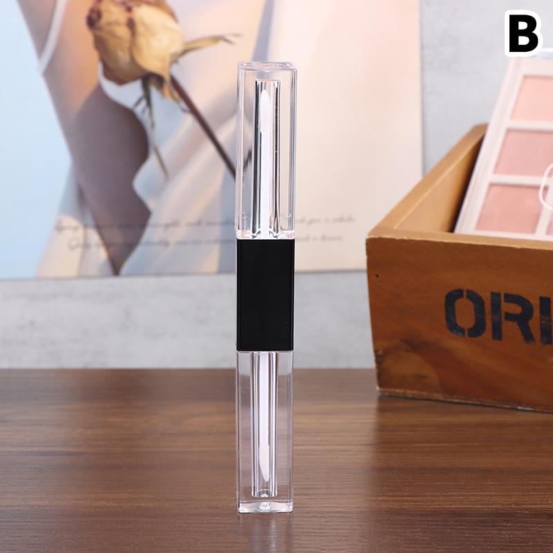 1Pcs Double-Ended 2-In-1 Oval Flat Empty Lip Gloss Tubes With Wand Leak Proof Refillable Packaging Plastic Bottle Travel Kit