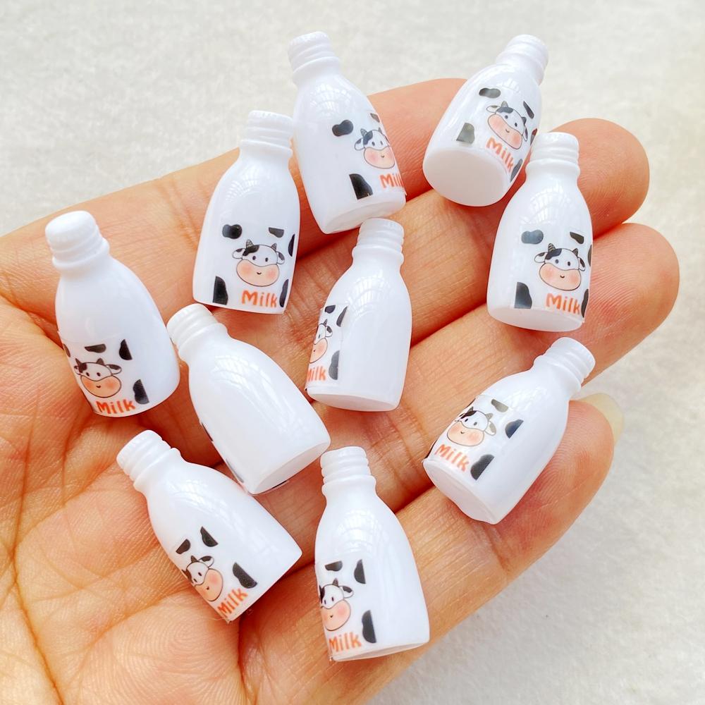 10PCS Cute white cartoon 3D milk beverage bottle for Scrapbooking, Wedding Decor & DIY Jewelry Making Accessories