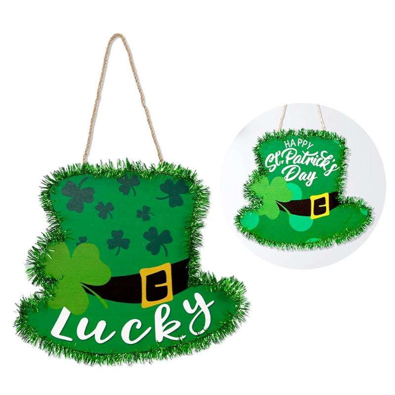 SaintPatricks Festival Pendant Shamrock Door Sign Hanging Signs Front Door Porch Board House Decoration Holiday Supply