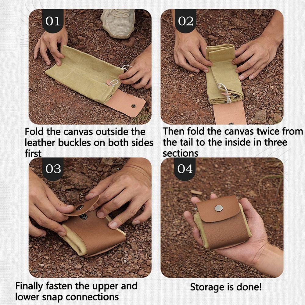 Collapsible Canvas Storage Bag PU Leather Outdoor Foraging Bag Garden Picking Pouch  Tool Storage