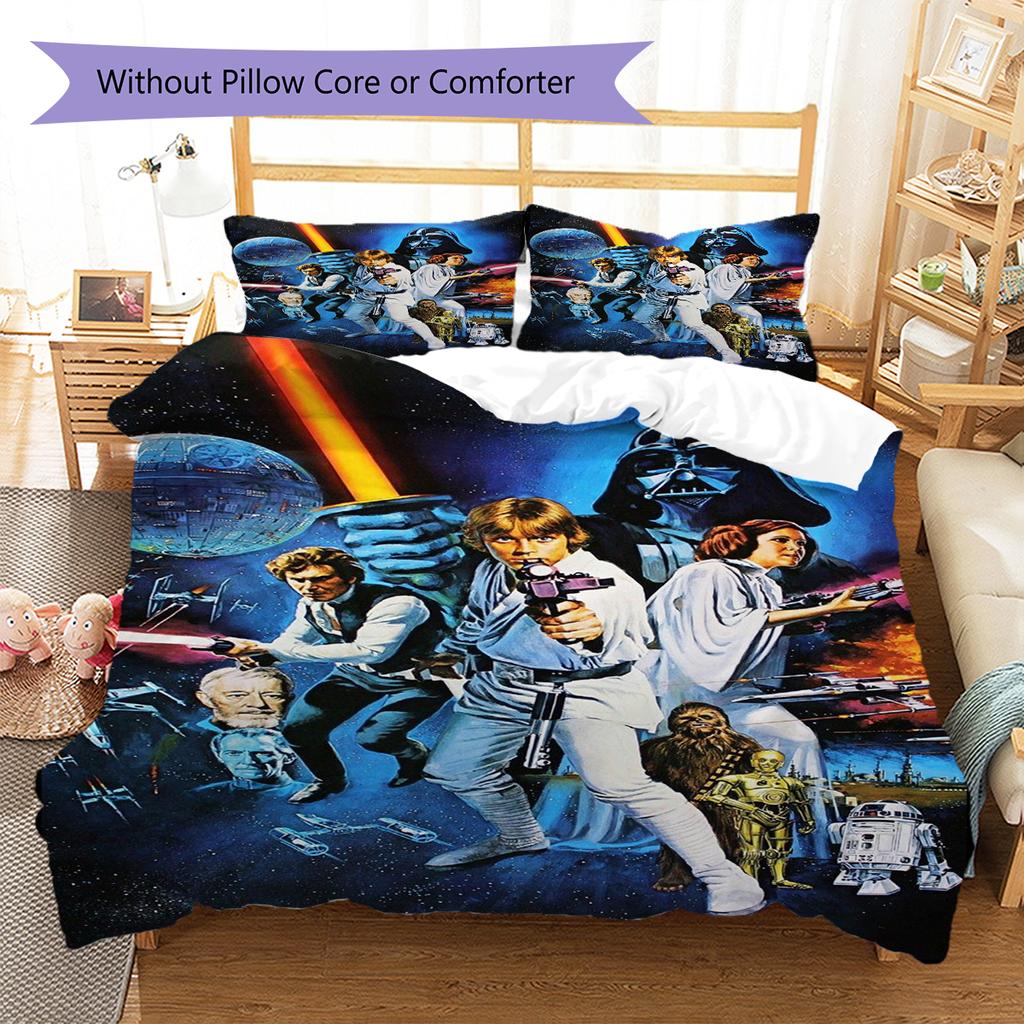 Set cu cuvertură și fețe de pernă cu model Space Opera Decorațiune pentru casă Cadou (1 * husă de pilotă + 2 * fețe de pernă, fără miez)