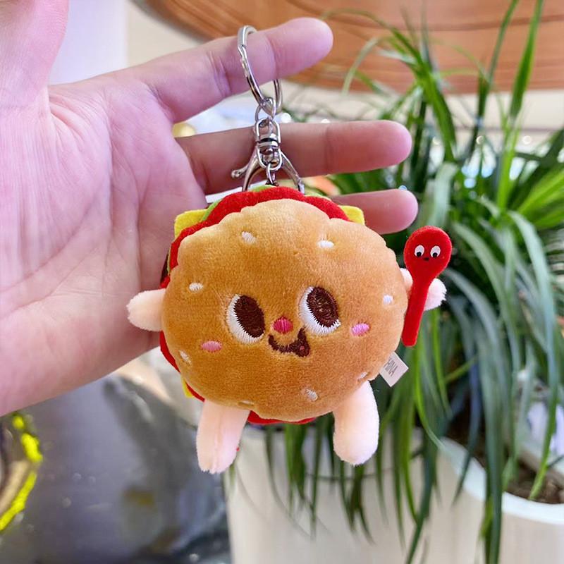 Playful Fun And Plush Keychain Toys Featuring Cartoon Hamburger And Fries French