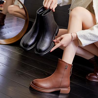 Deri Martin botlar kadın sonbahar yeni retro kadife kısa botlar retro kadın botları çok yönlü botlar kadın