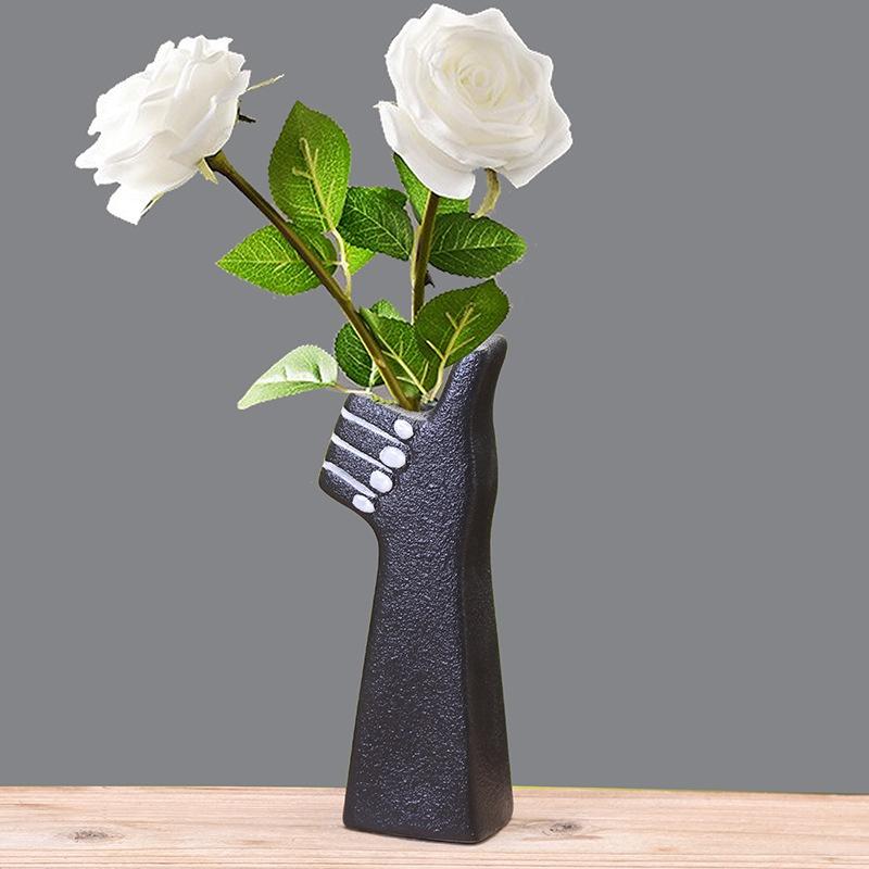 Creative Hand Shape Vase Ceramic Hydroponic Vase Flower Arrangement Home Decor Desktop Art  Ornament Garden Supplies