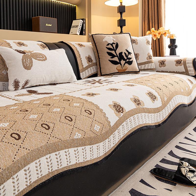 Irregular special-shaped sofa cushion 2025 four seasons new fixed non-slip cover cloth towel Chenier anti-cat scratch seat cushion