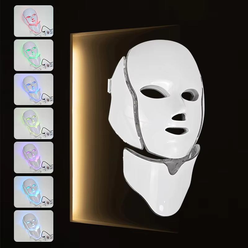 7 Color LED Phototherapy Mask - Facial & Neck - Whitening, Anti-Acne, Pore Shrink