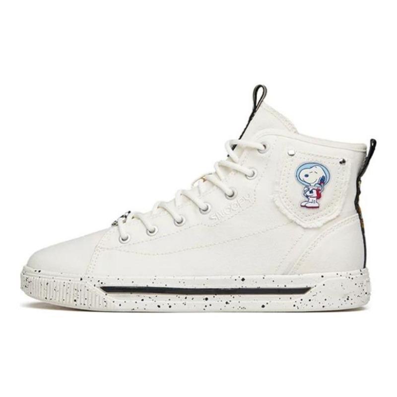 SNOOPY x Anta women high-top canvas skate shoes white black 922138604-3 36.5