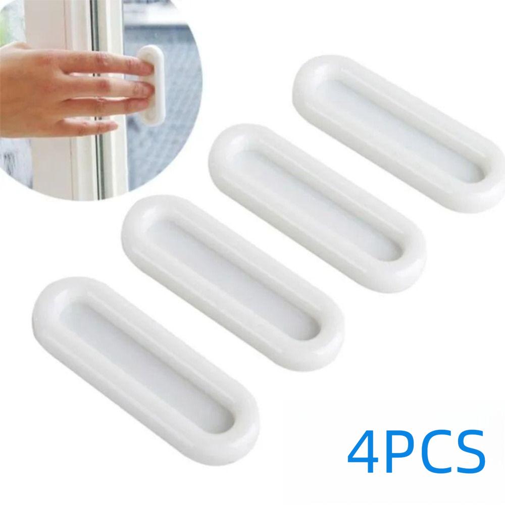 

4 шт. Нескользящие ручки-захваты Овальные вспомогательные дверные ручки Самоклеящиеся дверные ручки Ванная комната белый