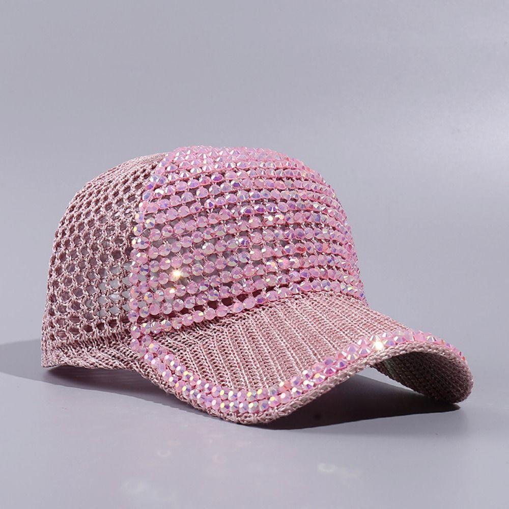 Lightweight Woman Shiny Cap Breathable Rhinestone Visor Hats  Outdoor Sports