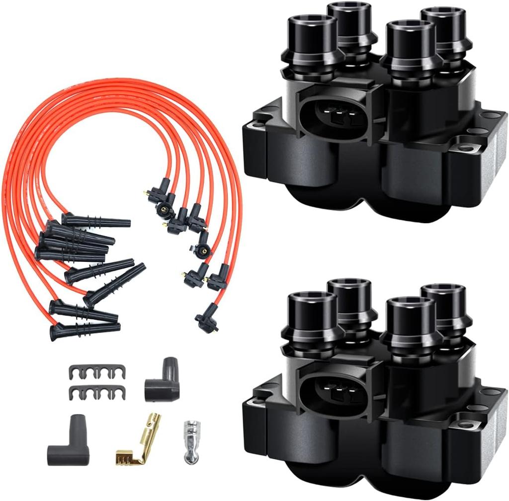 2pcs Ignition Coils + 8pcs Spark Plug Wires For Ford F150 F250 Lincoln Mercury FD487