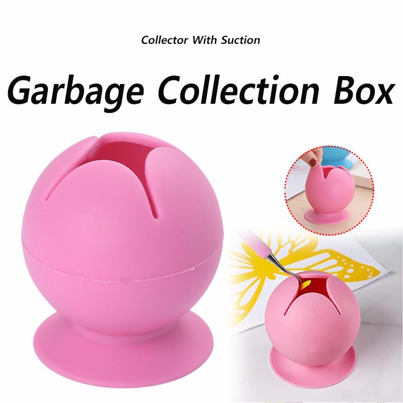 Desktop Garbage Collection Box Vinyl Weeding Scrap Collector with Suction Cup Silicone Storage Ball Waste Box DIY Craft Tool