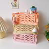Caja plegable de plástico, caja de almacenamiento plegable, cesta, contenedor de cosméticos de utilidad, soporte de escritorio, uso doméstico, caja de almacenamiento de escritorio escolar
