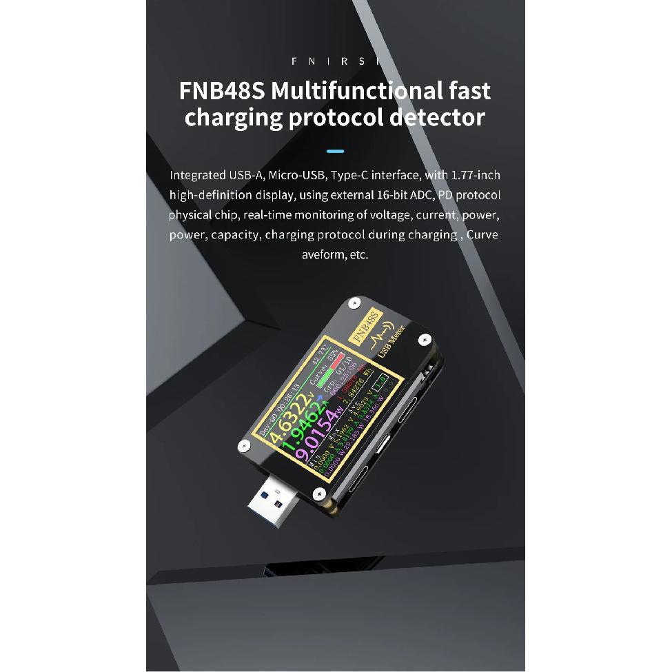 FNB48S PD trigger Voltmeter ammeter Current and Voltmeter USB tester QC4 + PD3.0 2.0 PPS fast charging protocol capacity test