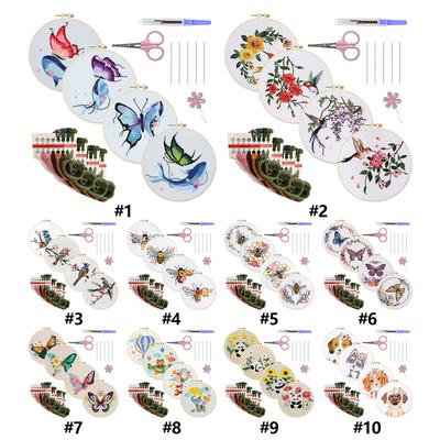 4 Pack Animal DIY Stitches Kit 30x30cm Embroidery Stitches Practice Kit for Beginners Adults Hand Craft Lover Gift