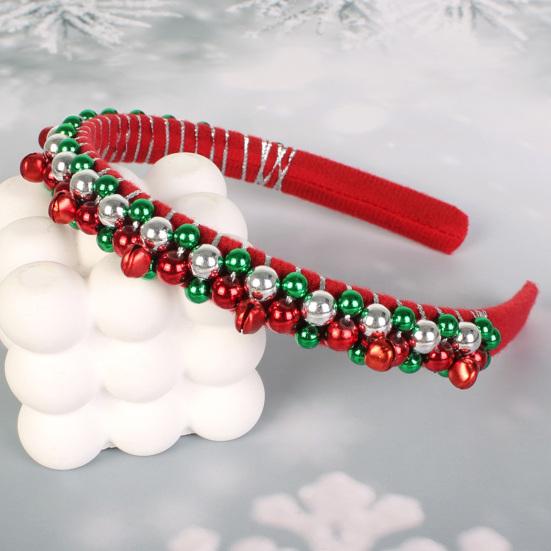 Christmas Headband Red Green Bell Decor Girls Headdress Holiday Season Party Hair Hoop Hair Accessory