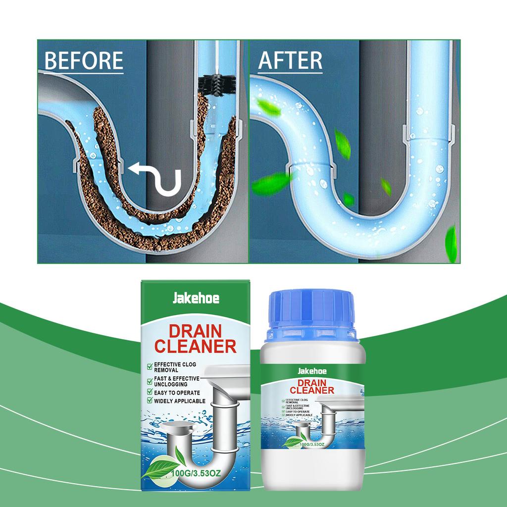JAKEHOE Drain Cleaner for Kitchen Sink, Bathroom, Toilet - Fast Clog Remover, Deodorizer & Pipe Descaling, Portable Household Solution