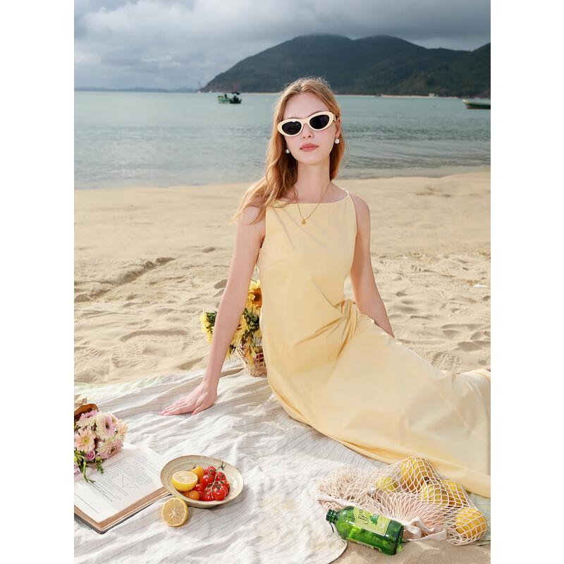 Sancai 2025 Summer French Spaghetti Strap Cotton Maxi Dress