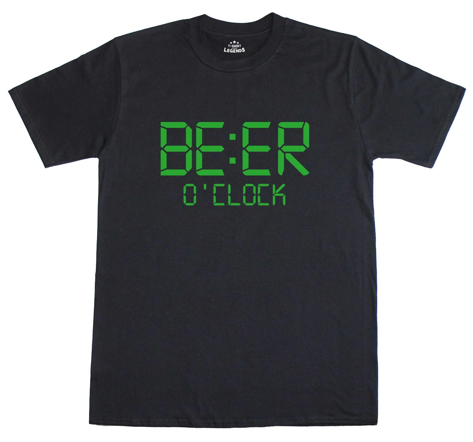 Funny T-Shirt Beer O Clock Regular Fit 100% Cotton Tee XL