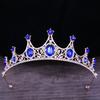 DIEZI Baroque Luxury Girls AB Red Green Blue Crystal Bridal Wedding Tiara Crown Bride Queen Headbands Hair Jewelry Accessories