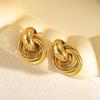 Elegant Retro Geometric Frosted Hollow Cable Texture Earrings for Women
