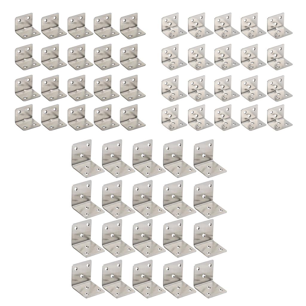 20pcs Stainless Steel L Bracket 90 Degree Right Angled Corner Brace for Wood Furniture Cabinet Shelves Chair Drawer