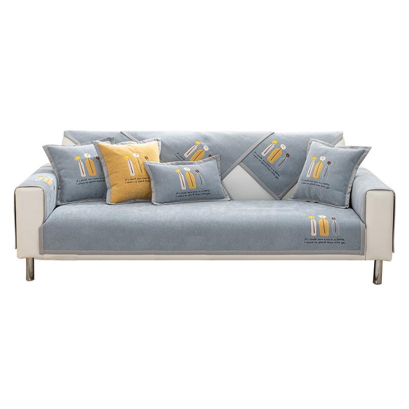 Nordic Simple Sofa Cushion Four Seasons Universal Non-Slip Sofa Cover Chenille High-End Cushion Backrest Towel Cover Cloth