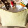 1 Pcs Seersucker Makeup Bag & Travel Pouch — Portable Toiletry Bag With Soft, Textured Striped Design