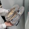 Fashion Luxury Crystal Rhinestone Fishnet Ballet Flats Woman Brand Design Rivet Studs Mesh Mary Jane Shoes Ladies Summer Hollow Loafers