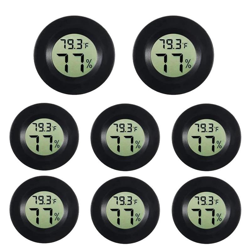 8Pc Mini Hygrometer Thermometer Round Digital Humidity Gauge Electronic Humidity Temperature Meter LCD Display Indoor Hygrometer 8PCS