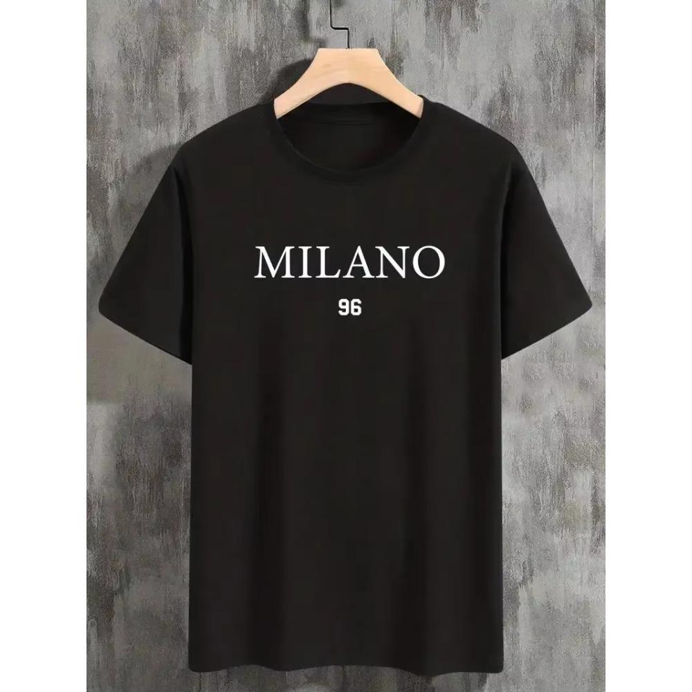 

Милано Футболка, Летняя футболка с круглым вырезом, Мужская футболка с коротким рукавом из хлопка, Повседневная одежда, Мужская одежда XXXXXL чёрный