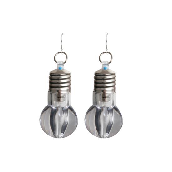 Silver Plated LED Bulb Lighting Hook Earrings Party Pub Club Women Jewelry Decor